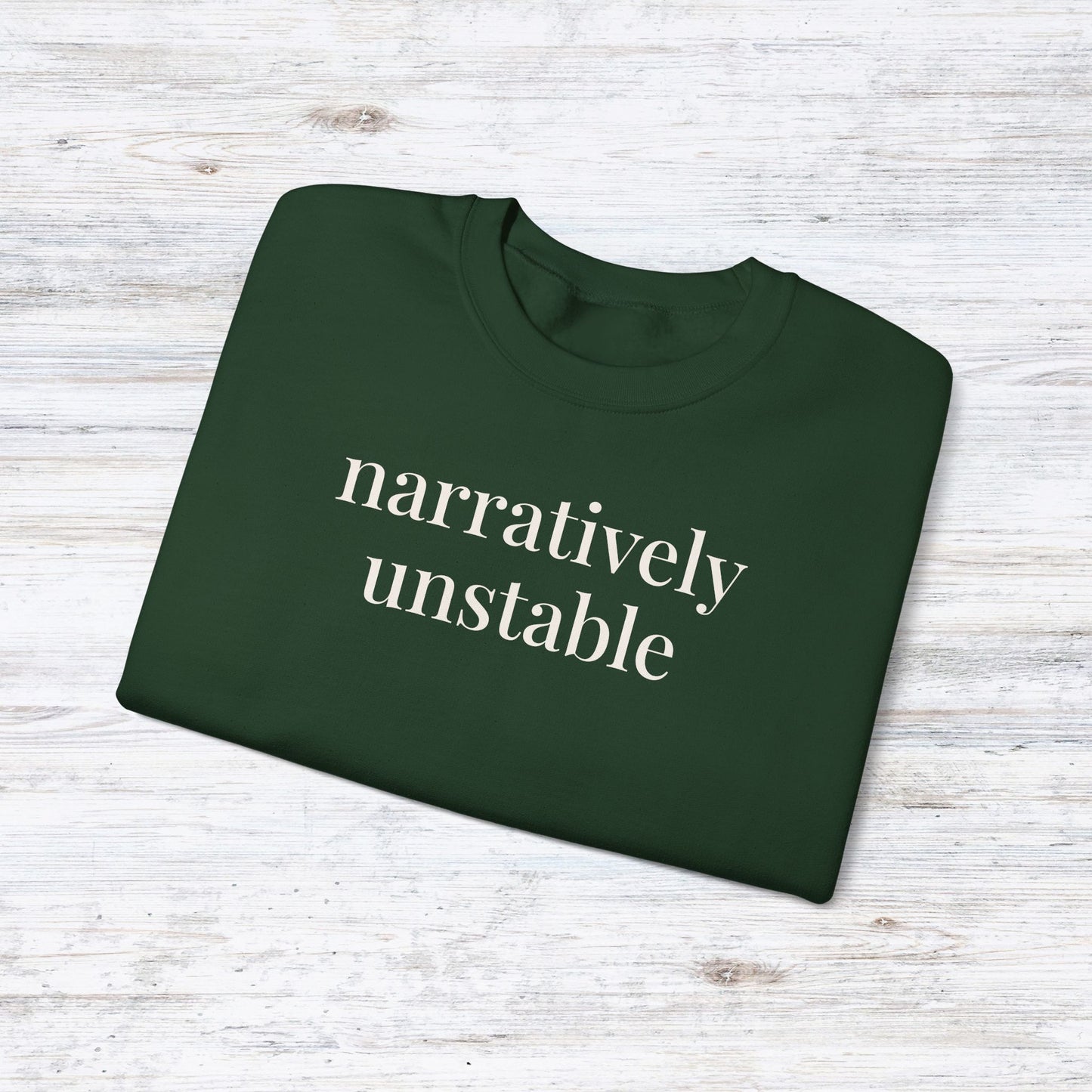 narratively unstable | unhinged reader crewneck