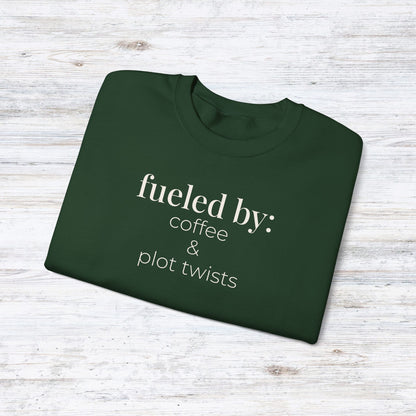 fueled by coffee & plot twists | reader core crewneck