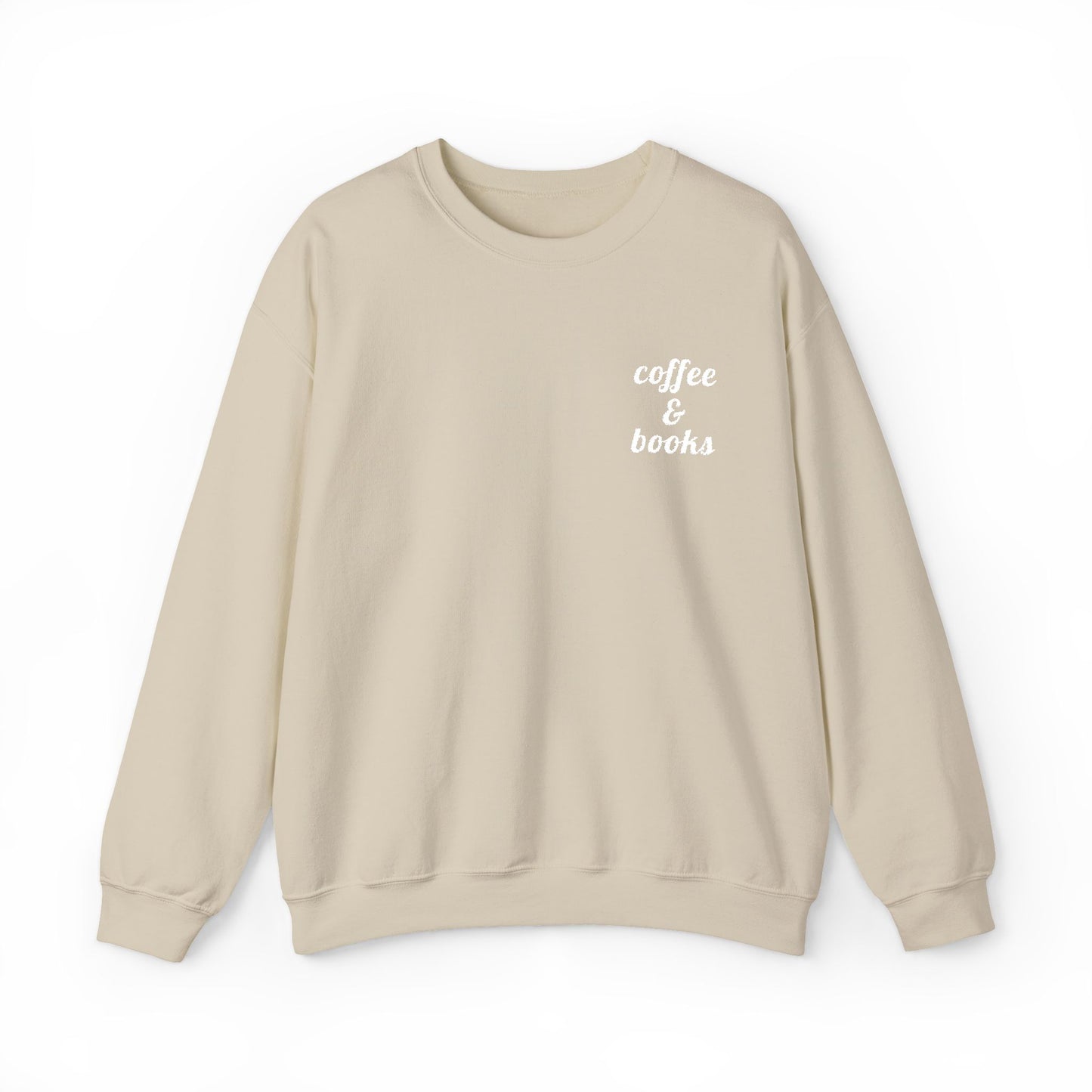 Coffee & Books Embroidered Sweatshirt | White Threads