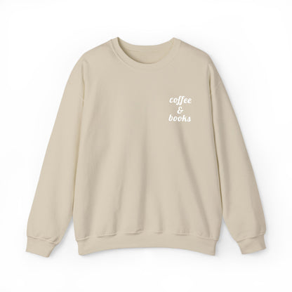 Coffee & Books Embroidered Sweatshirt | White Threads