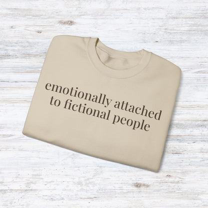 emotionally attached to fictional people | reader core crewneck