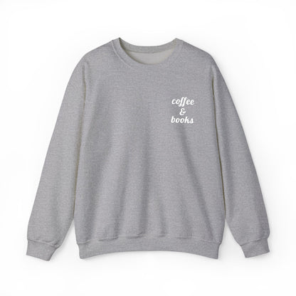 Coffee & Books Embroidered Sweatshirt | White Threads