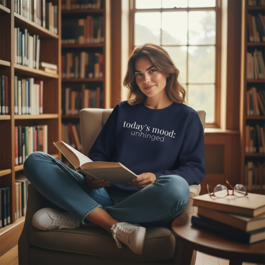 today’s mood: unhinged | reader aesthetic crewneck