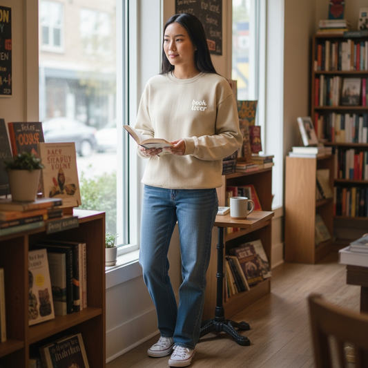 Book Lover Embroidered Sweatshirt | White Threads