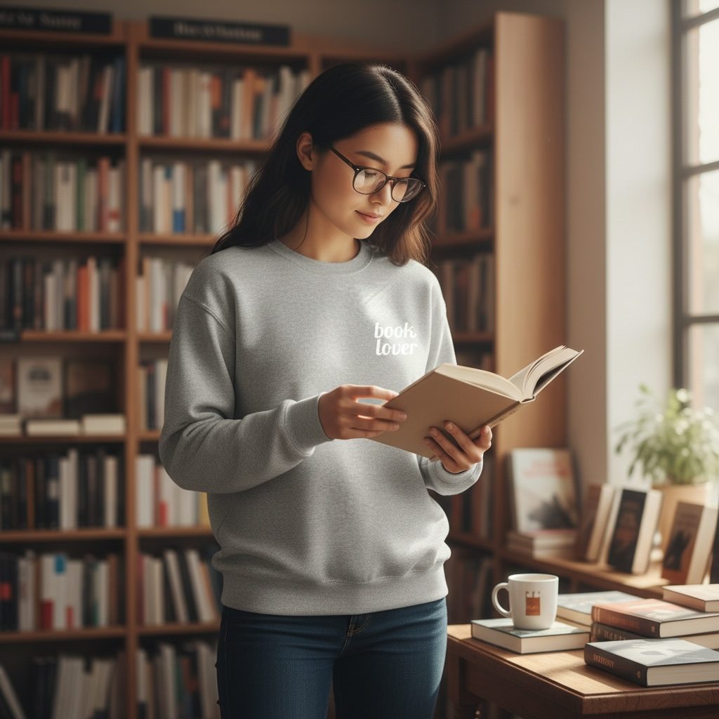 Book Lover Embroidered Sweatshirt | White Threads