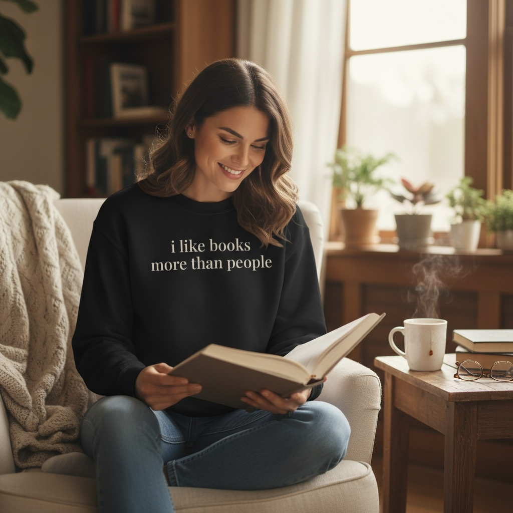 i like books more than people | unhinged reader crewneck
