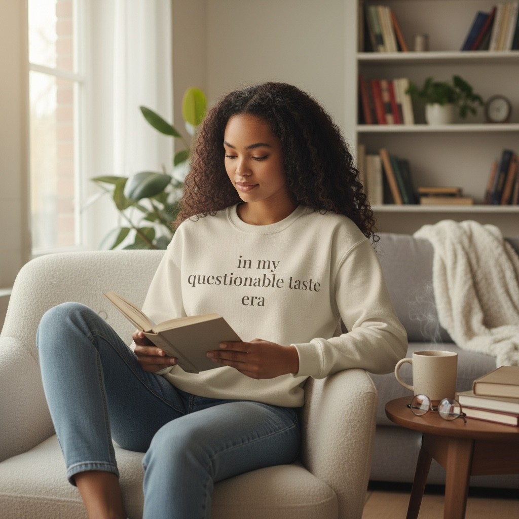 in my questionable taste era | unhinged reader crewneck