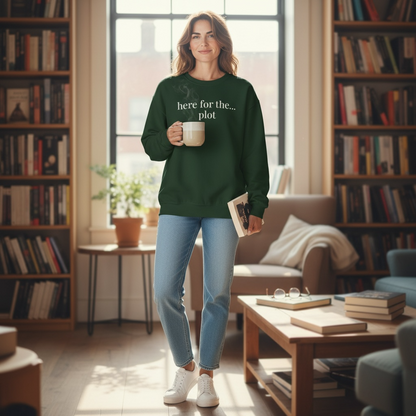 here for the... plot | unhinged reader crewneck