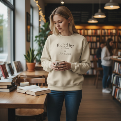 fueled by coffee & plot twists | reader core crewneck