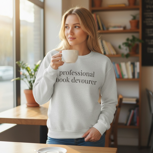 professional book devourer | reader core crewneck