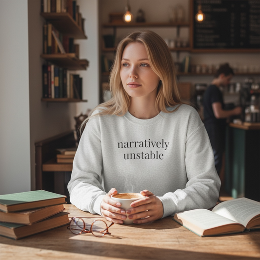 narratively unstable | unhinged reader crewneck