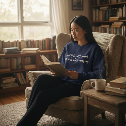 professional book devourer | reader core crewneck