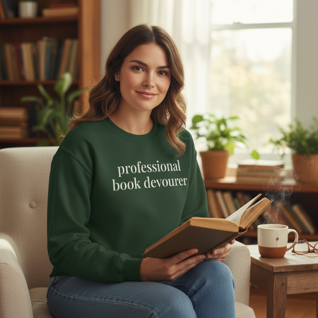 professional book devourer | reader core crewneck
