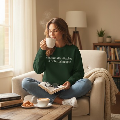 emotionally attached to fictional people | reader core crewneck