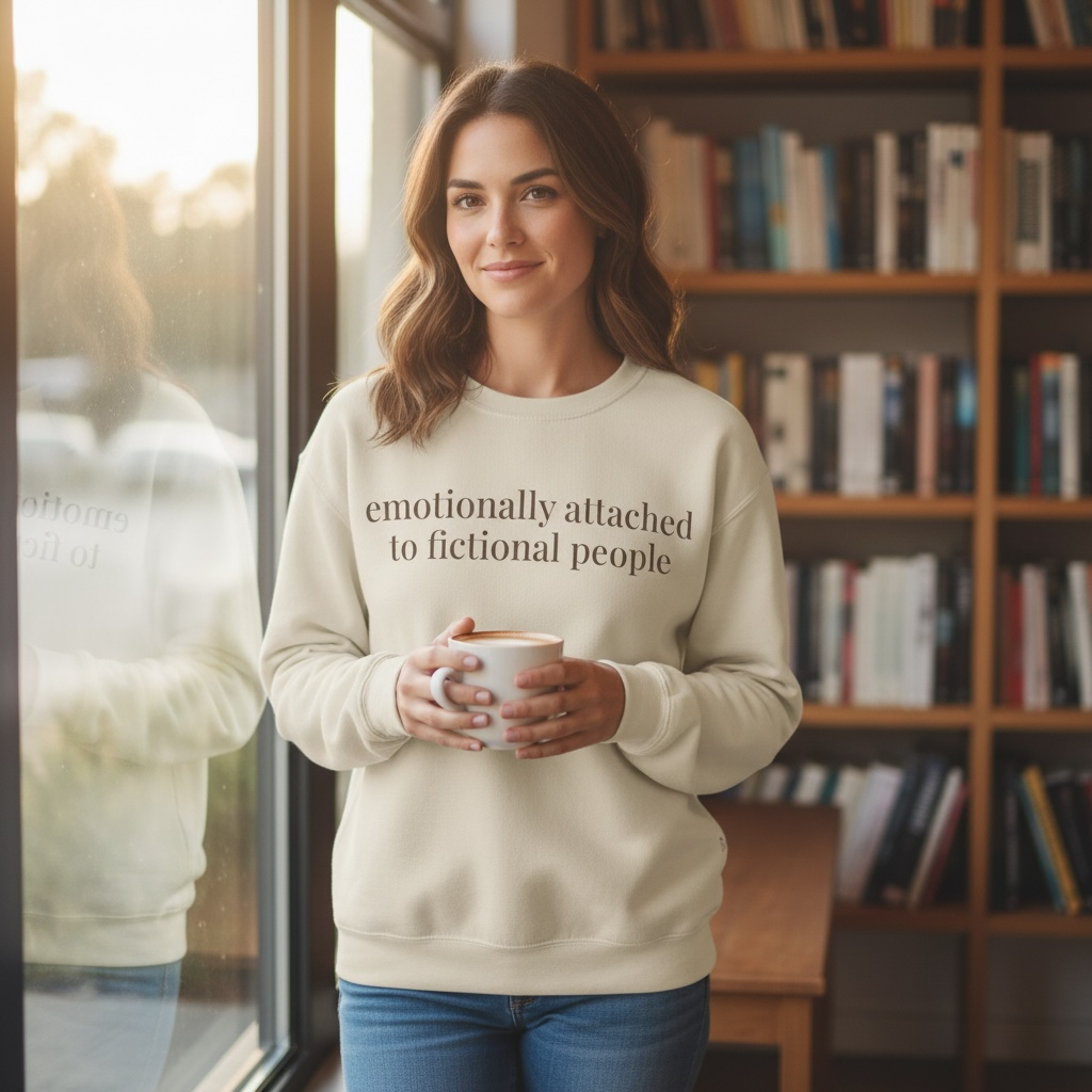 emotionally attached to fictional people | reader core crewneck
