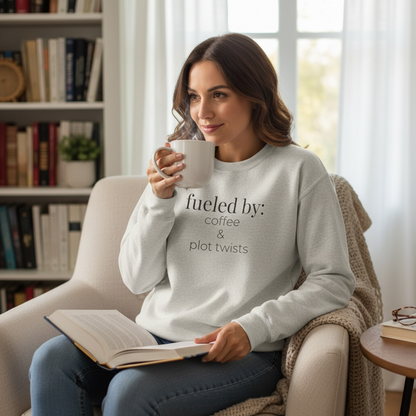 fueled by coffee & plot twists | reader core crewneck