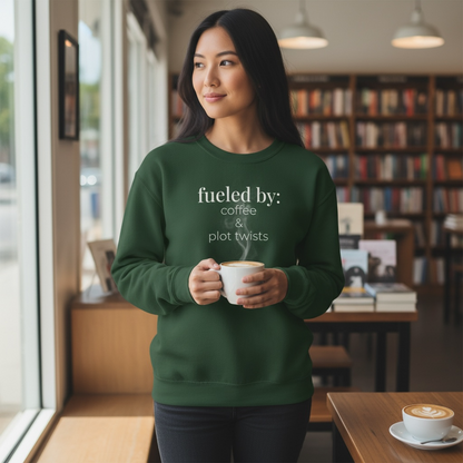 fueled by coffee & plot twists | reader core crewneck