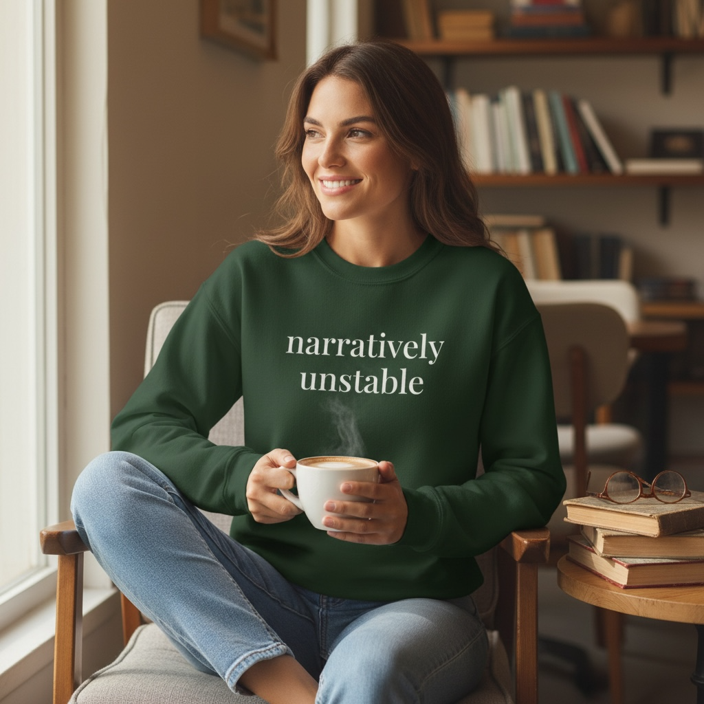 narratively unstable | unhinged reader crewneck