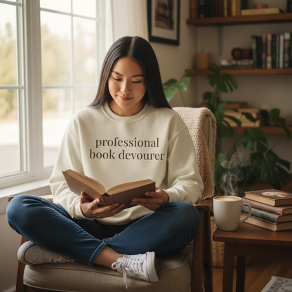 professional book devourer | reader core crewneck